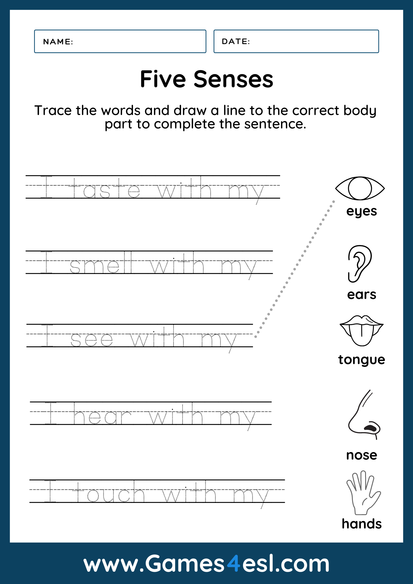 Free Printable Senses Worksheets