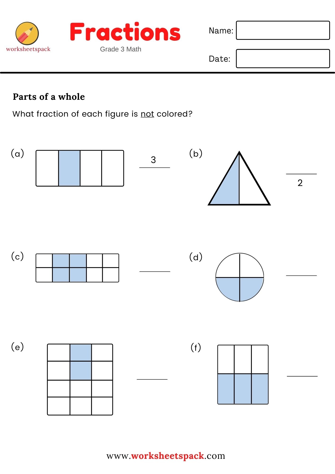FREE FRACTIONS FOR GRADE 3 Fractions Worksheets Simple Worksheets Library