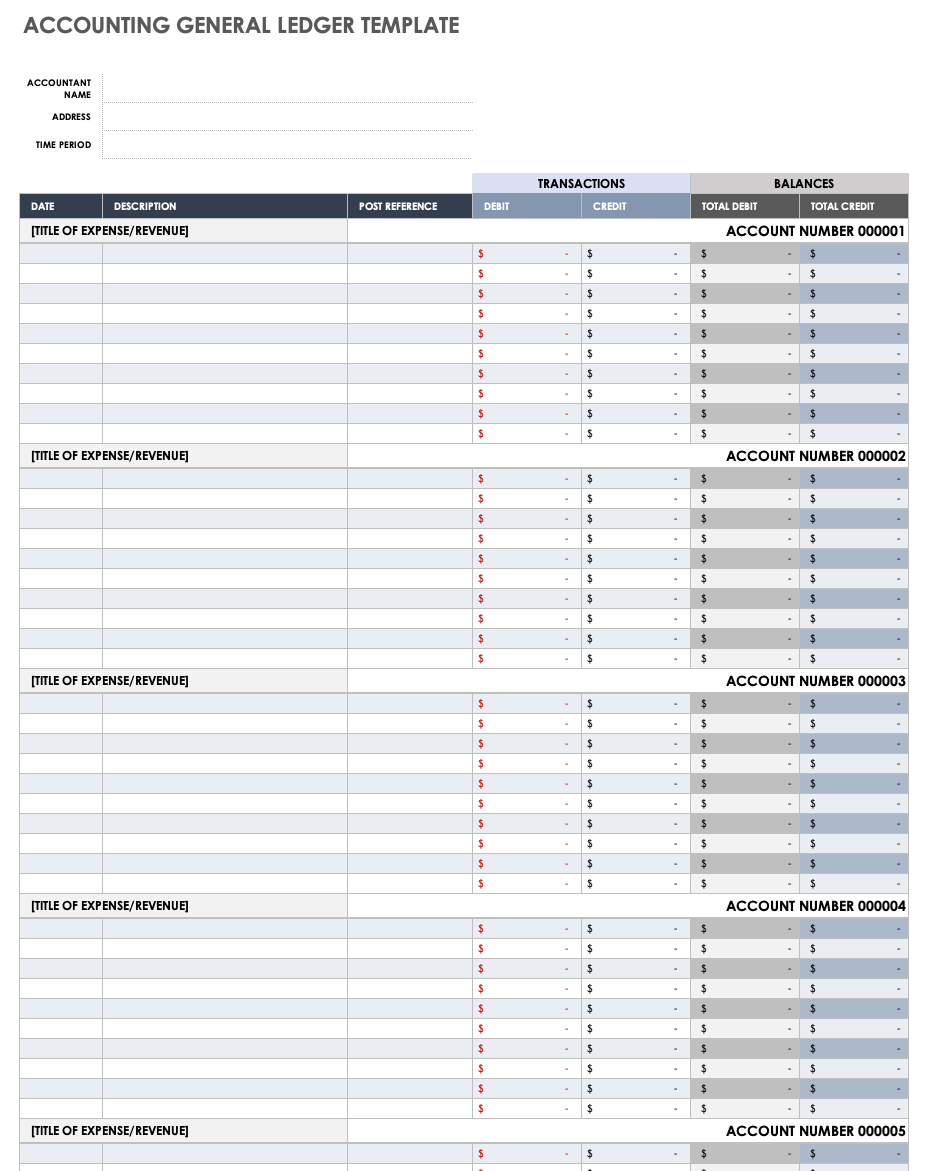 Free Printable Accounting Ledger Blank