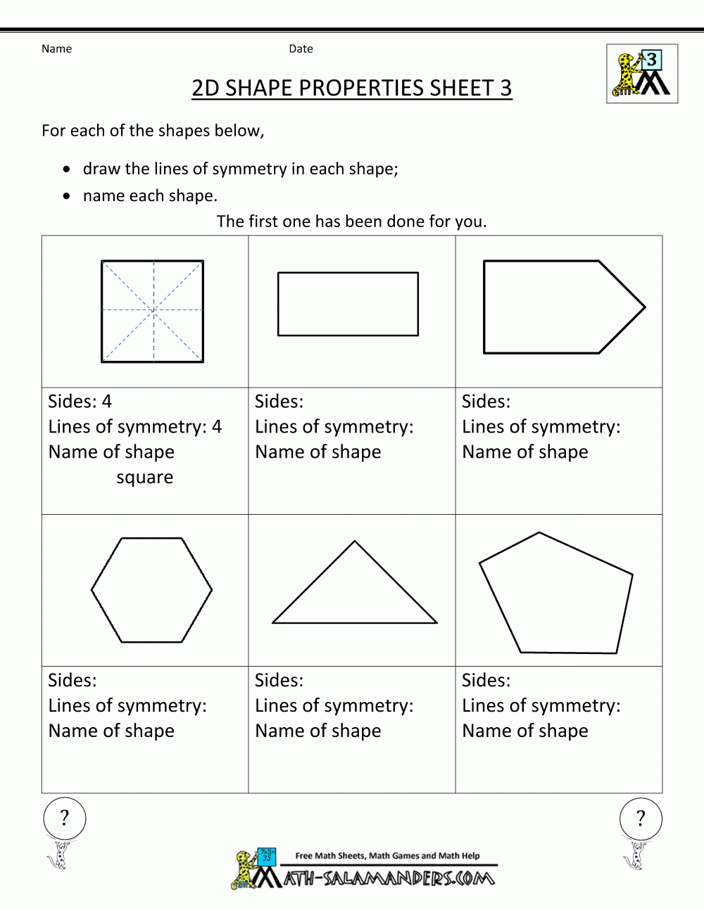 Free Printable Worksheets Geometry Third