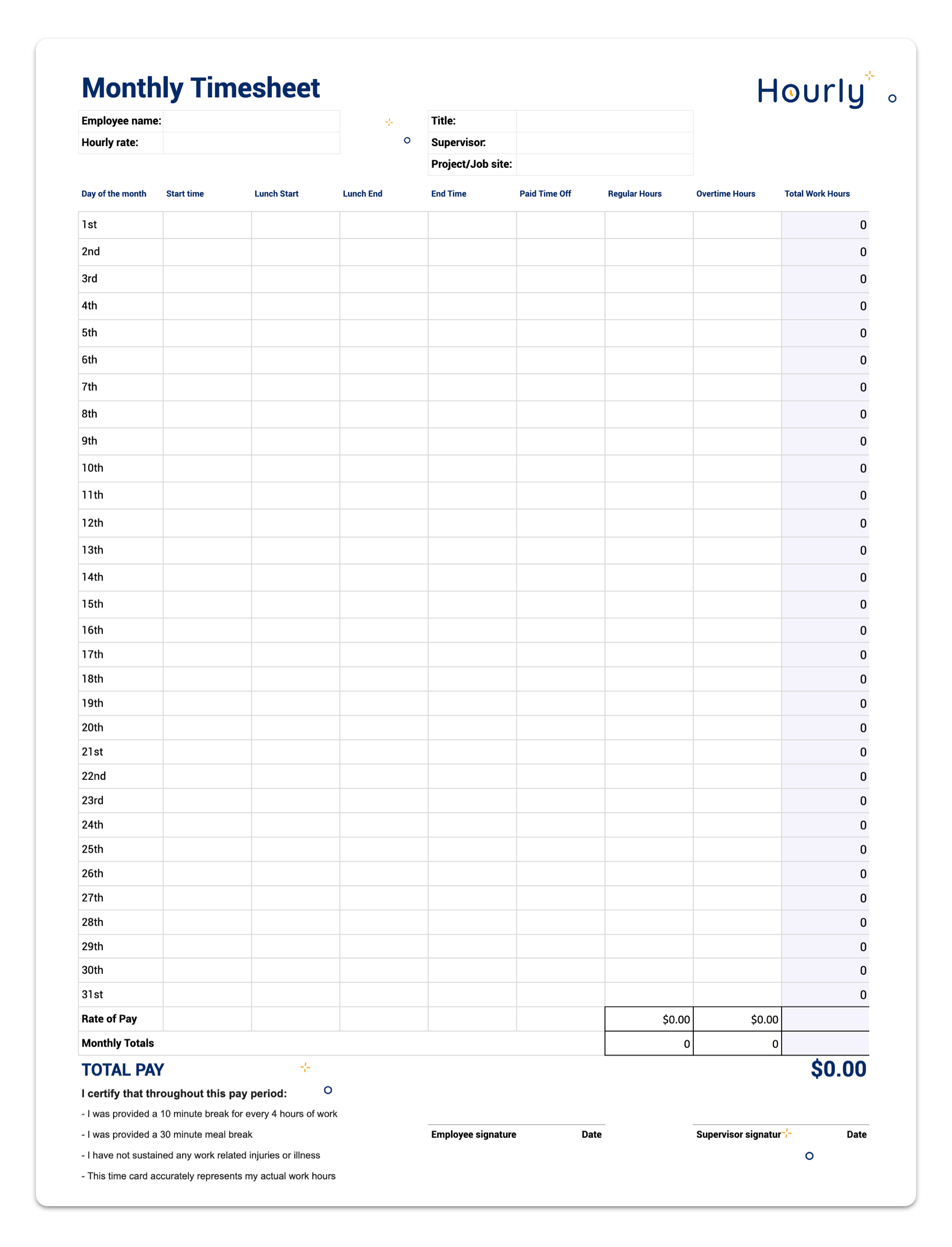 Free Google Sheets Timesheet Templates You Can Use Today Hourly Inc 