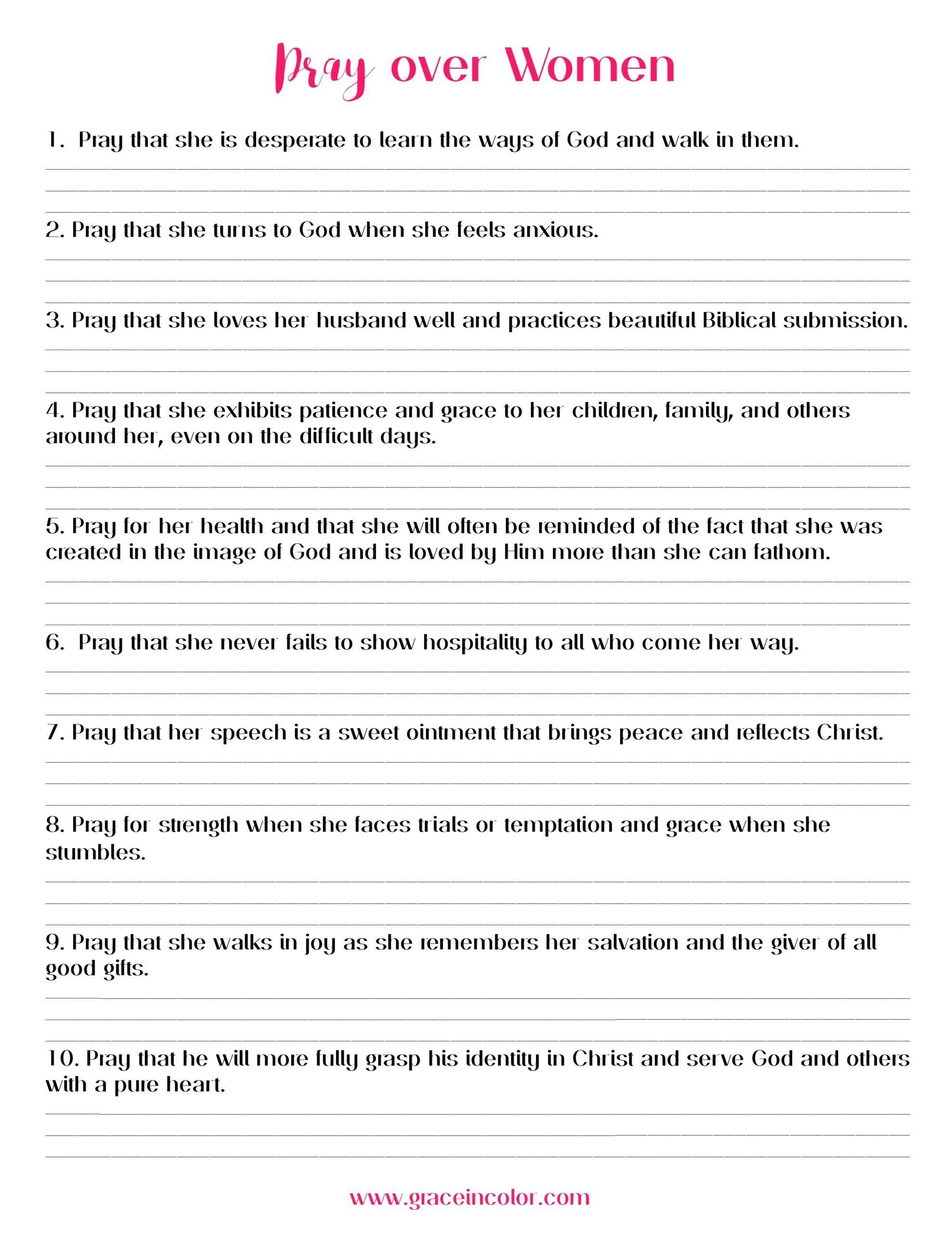 Free Grace In Color Worksheets Library