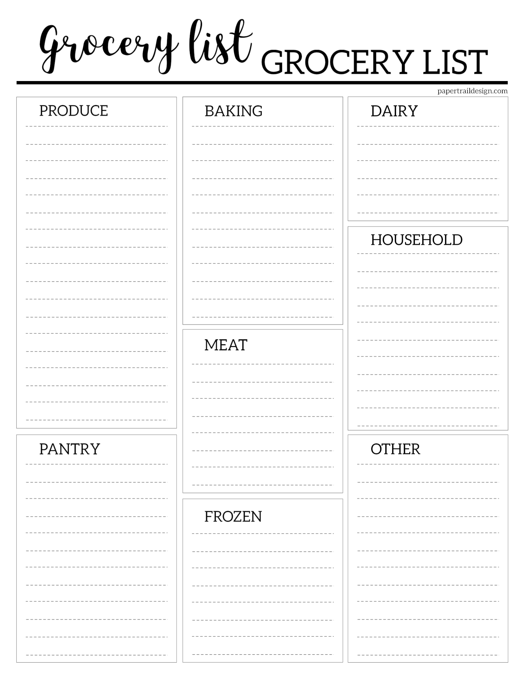 Free Blank Shopping List Printable