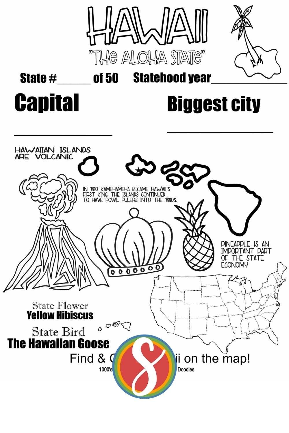 Free Hawaii Coloring Pages Stevie Doodles