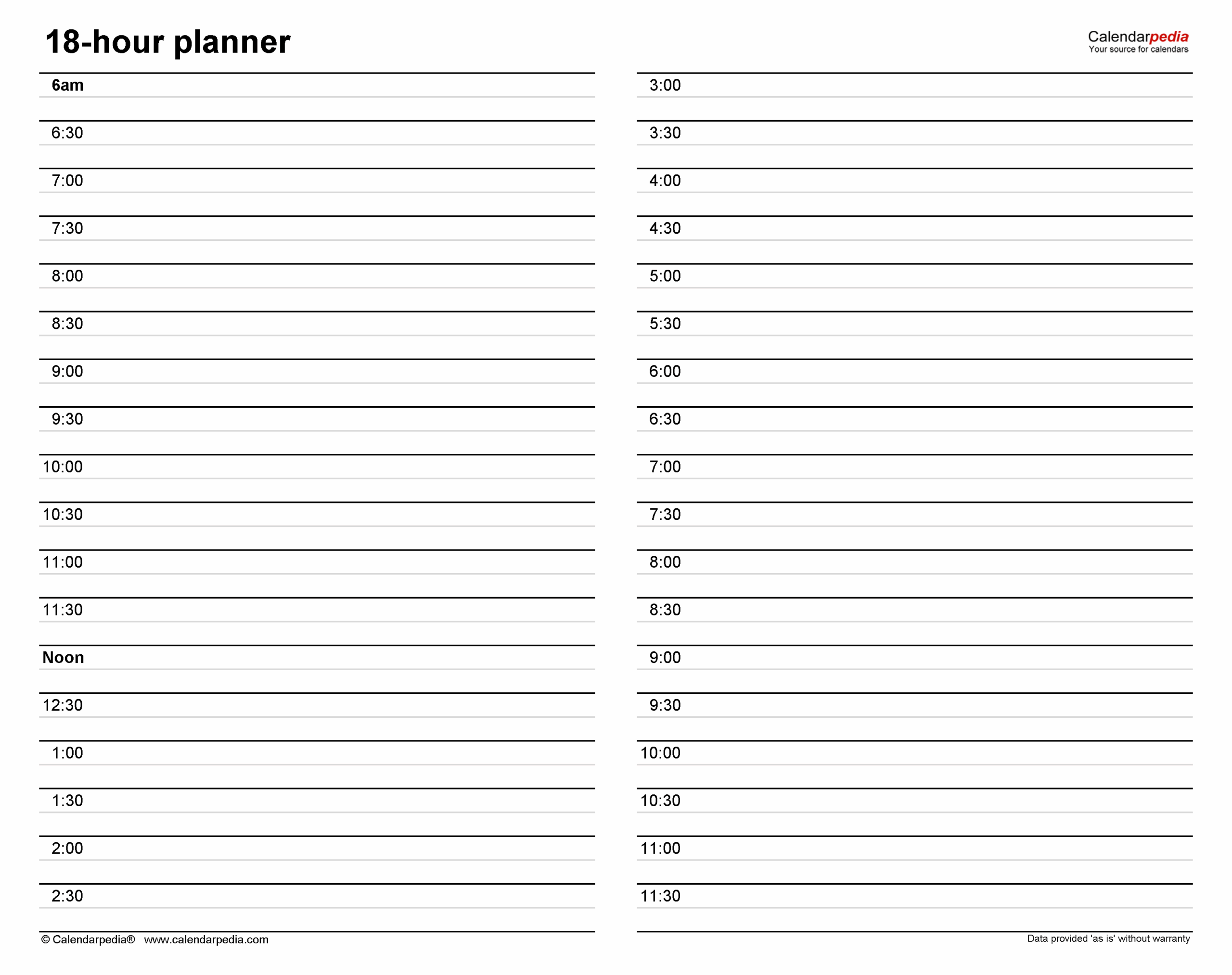 Free Printable Blank Hourly Schedule