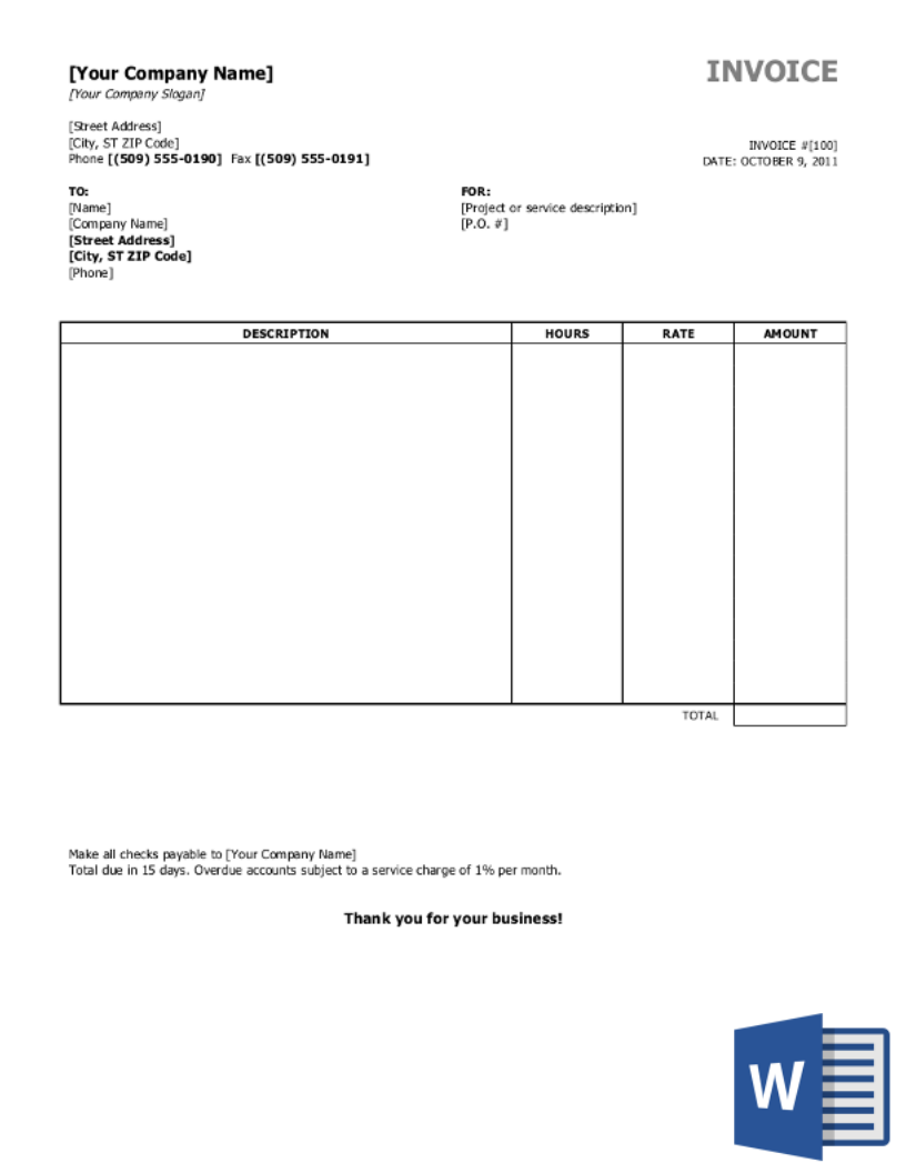 Free Printable Blank Invoice Uk