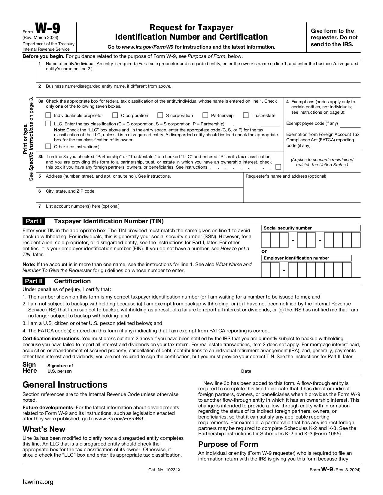 Blank W9 Form Printable Free
