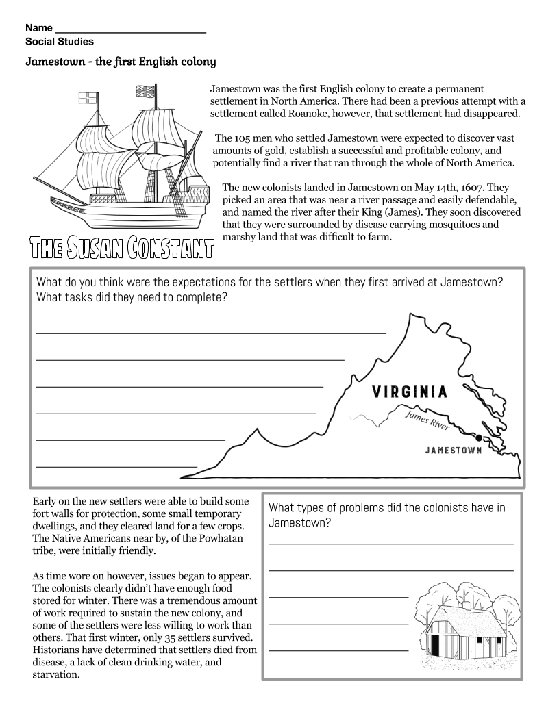 Free Jamestown Colony Worksheet Download Free Jamestown Colony Worksheet Png Images Free Worksheets On Clipart Library