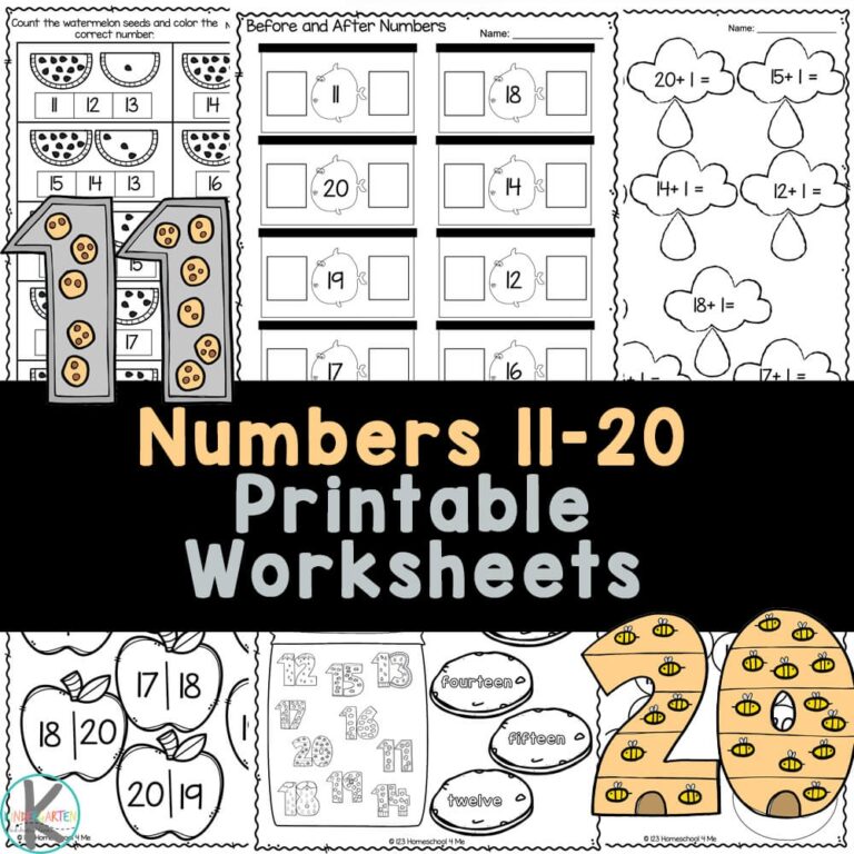 FREE Kindergarten Teen Numbers 11 20 Worksheets