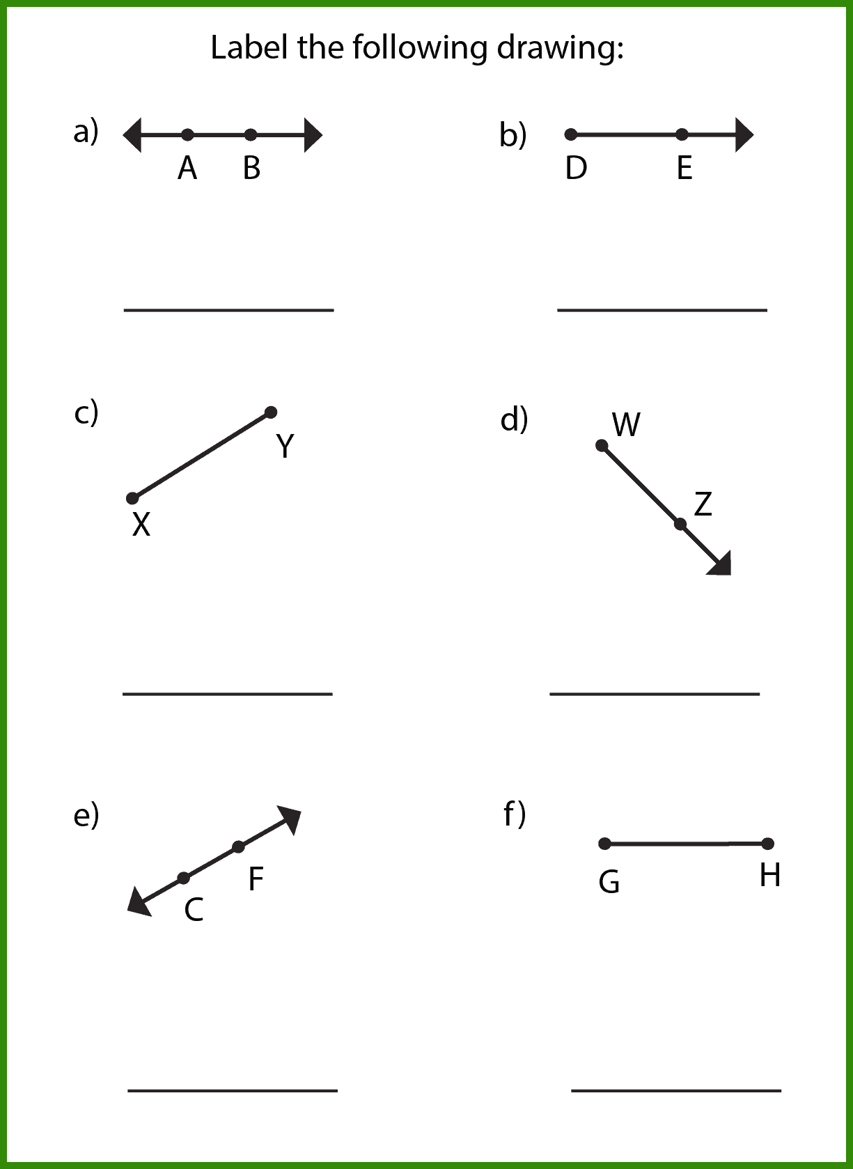 Free Lines Rays And Line Segments Worksheet 10 Pages