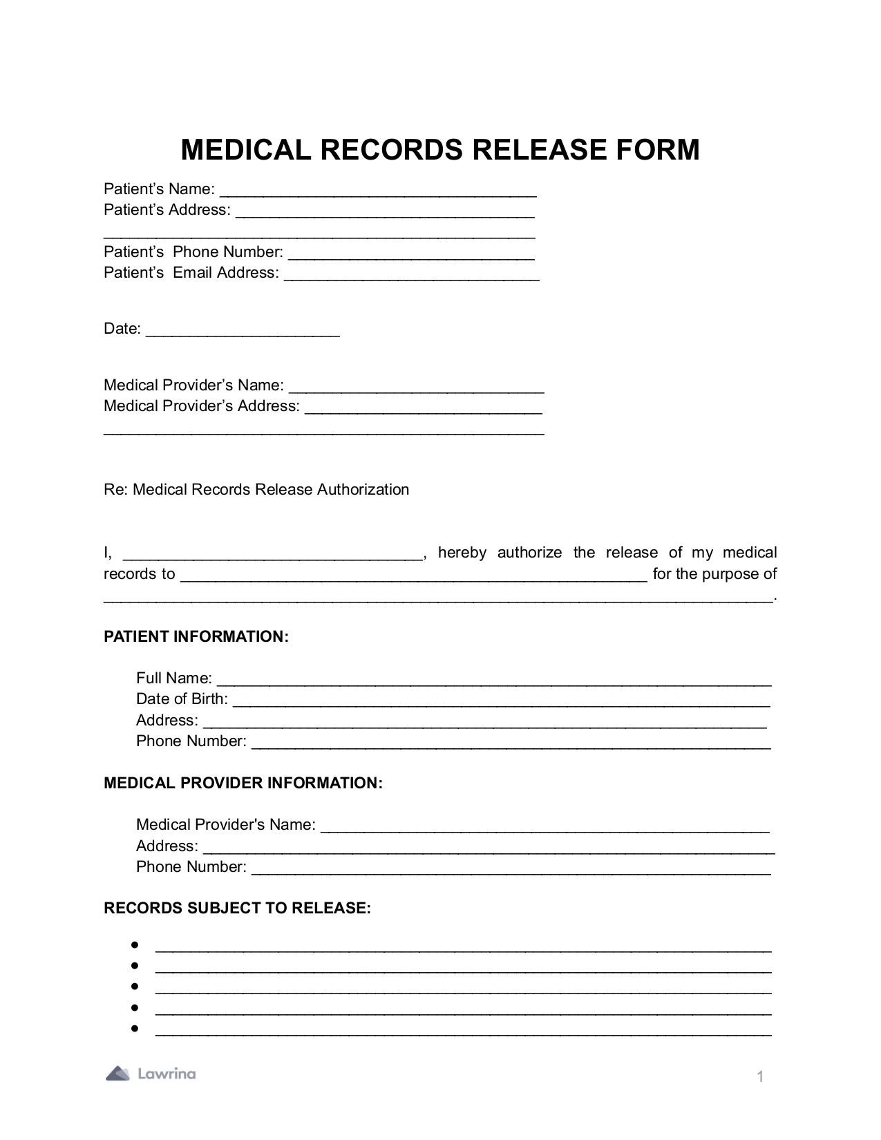 Free Printable Blank Medical Charts
