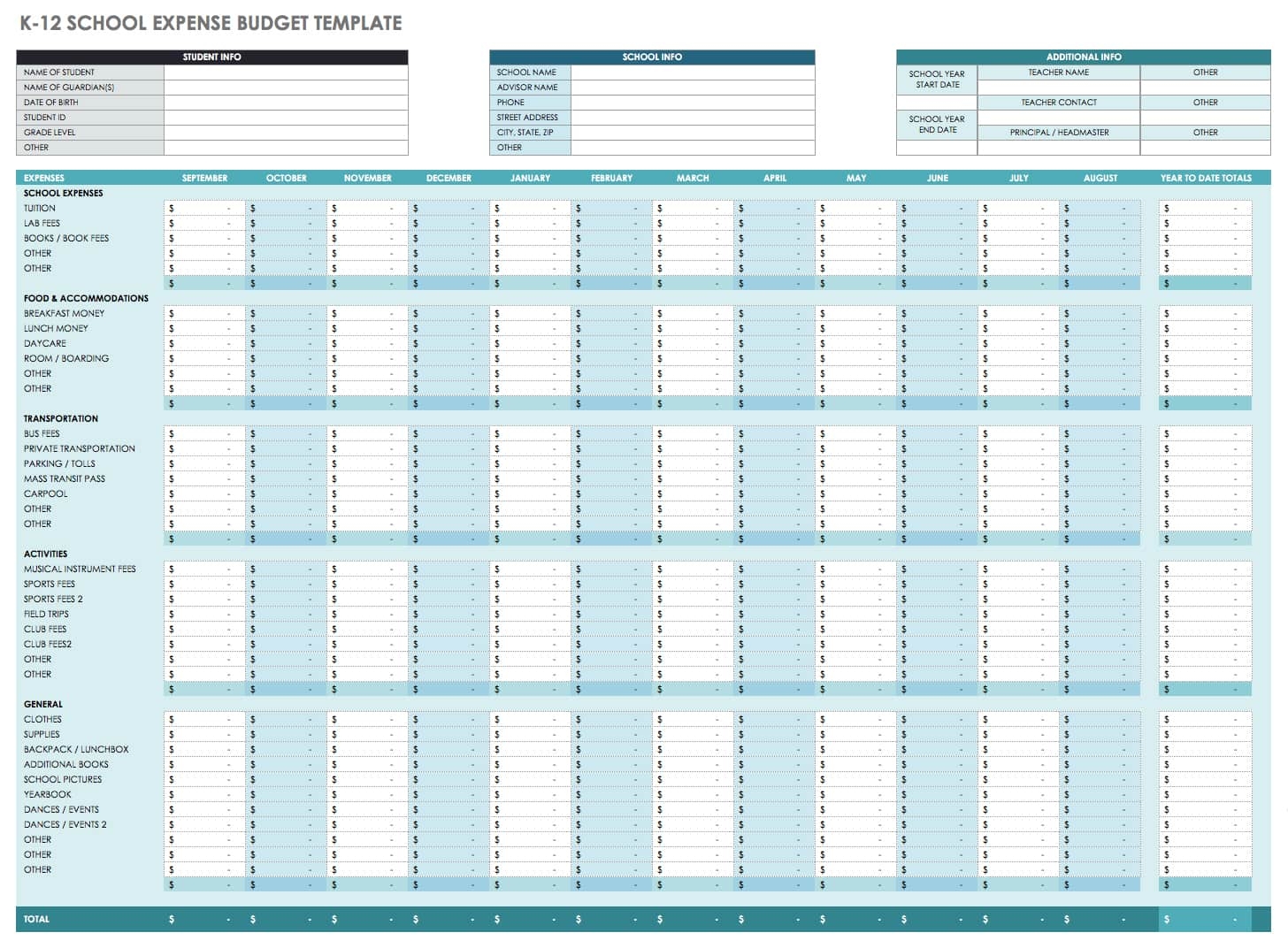 Free Monthly Budget Templates Smartsheet Worksheets Library