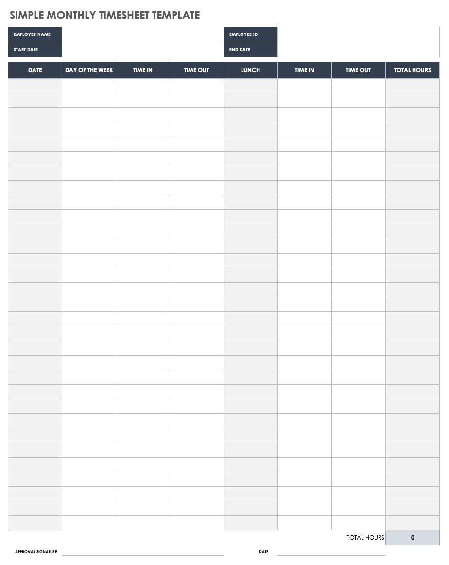 Free Printable Blank Basic Time Sheets