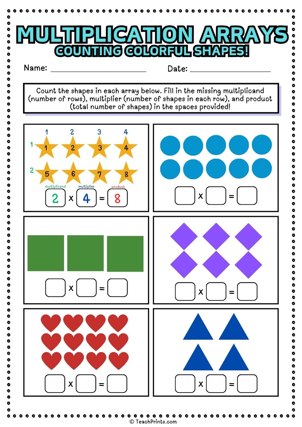 Free Multiplication Arrays Worksheets Teach Prints Free Multiplication Arrays Worksheets Teach Prints