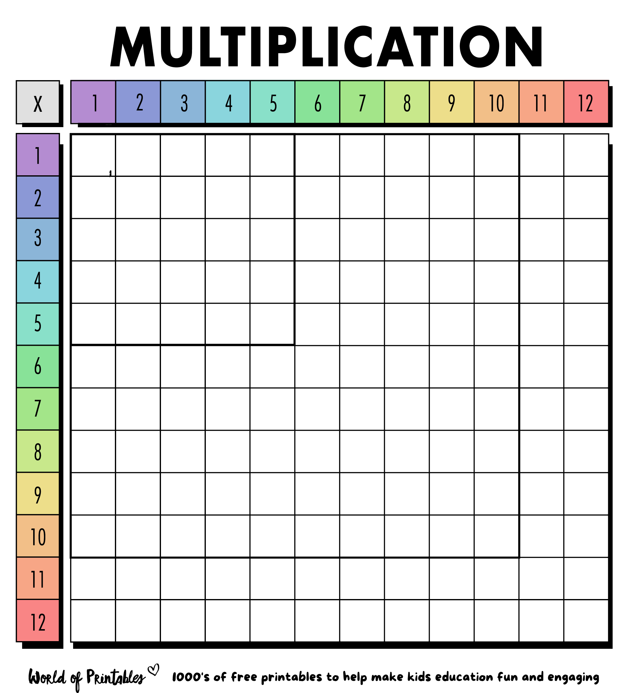 Free Multiplication Chart Printables World Of Printables Worksheets Library