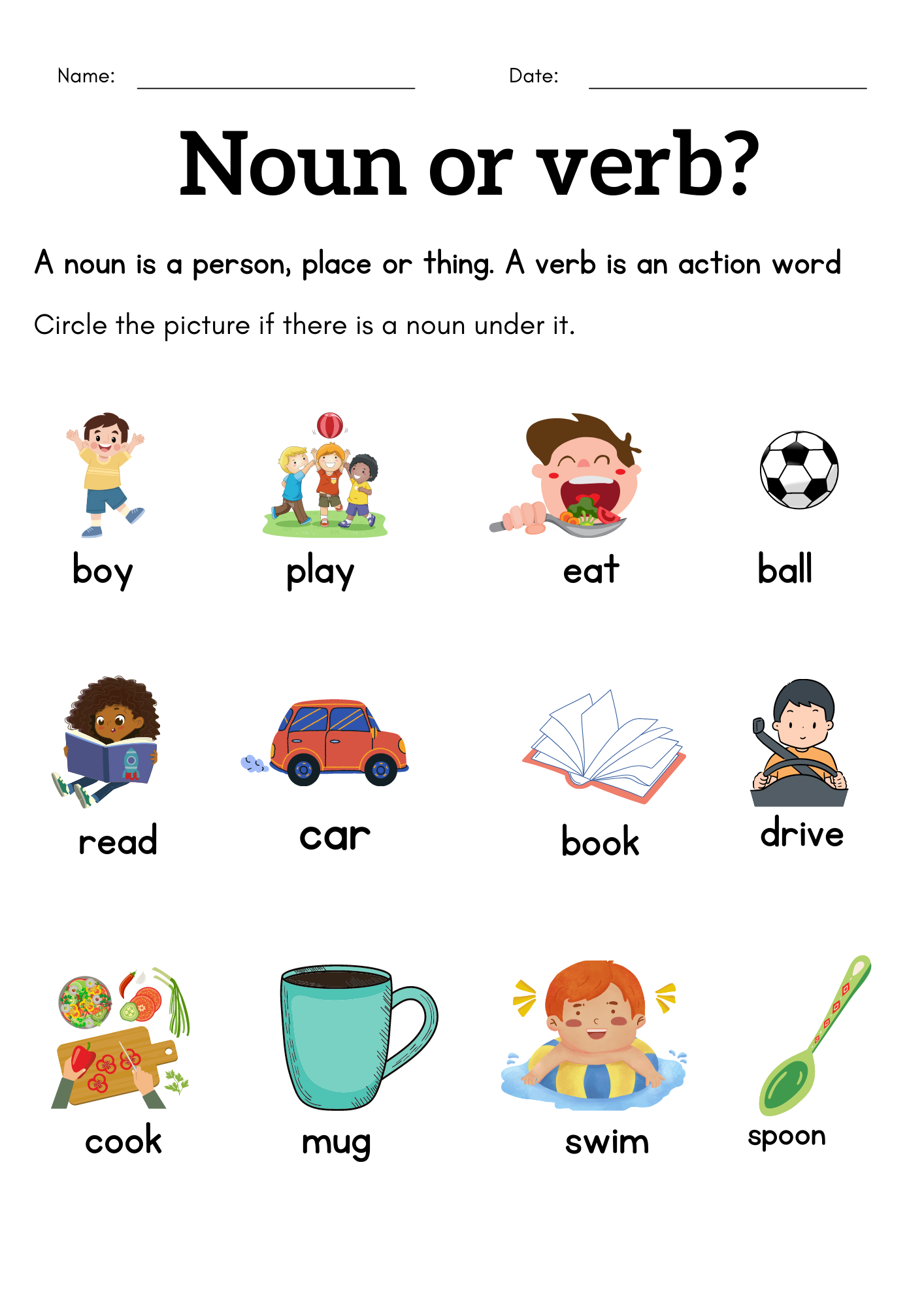 Free Noun Verb Worksheet Download Free Noun Verb Worksheet Png 
