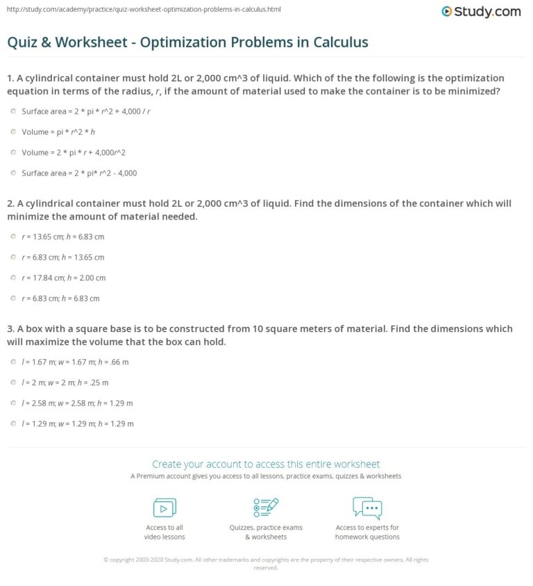 Free Optimization Problems Worksheet Download Free Optimization 