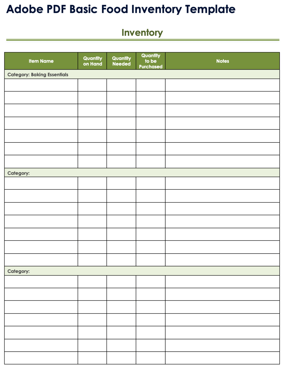 Free Blank Inventory Sheet Printable