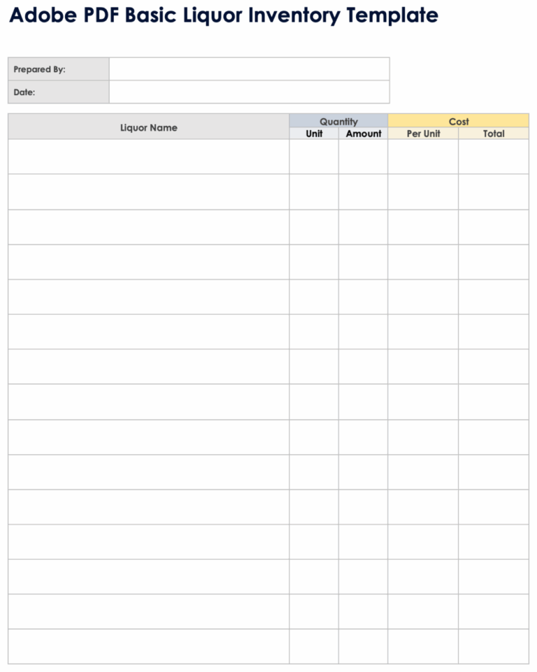Free PDF Inventory Sheets U0026 Templates Editable U0026 Printable