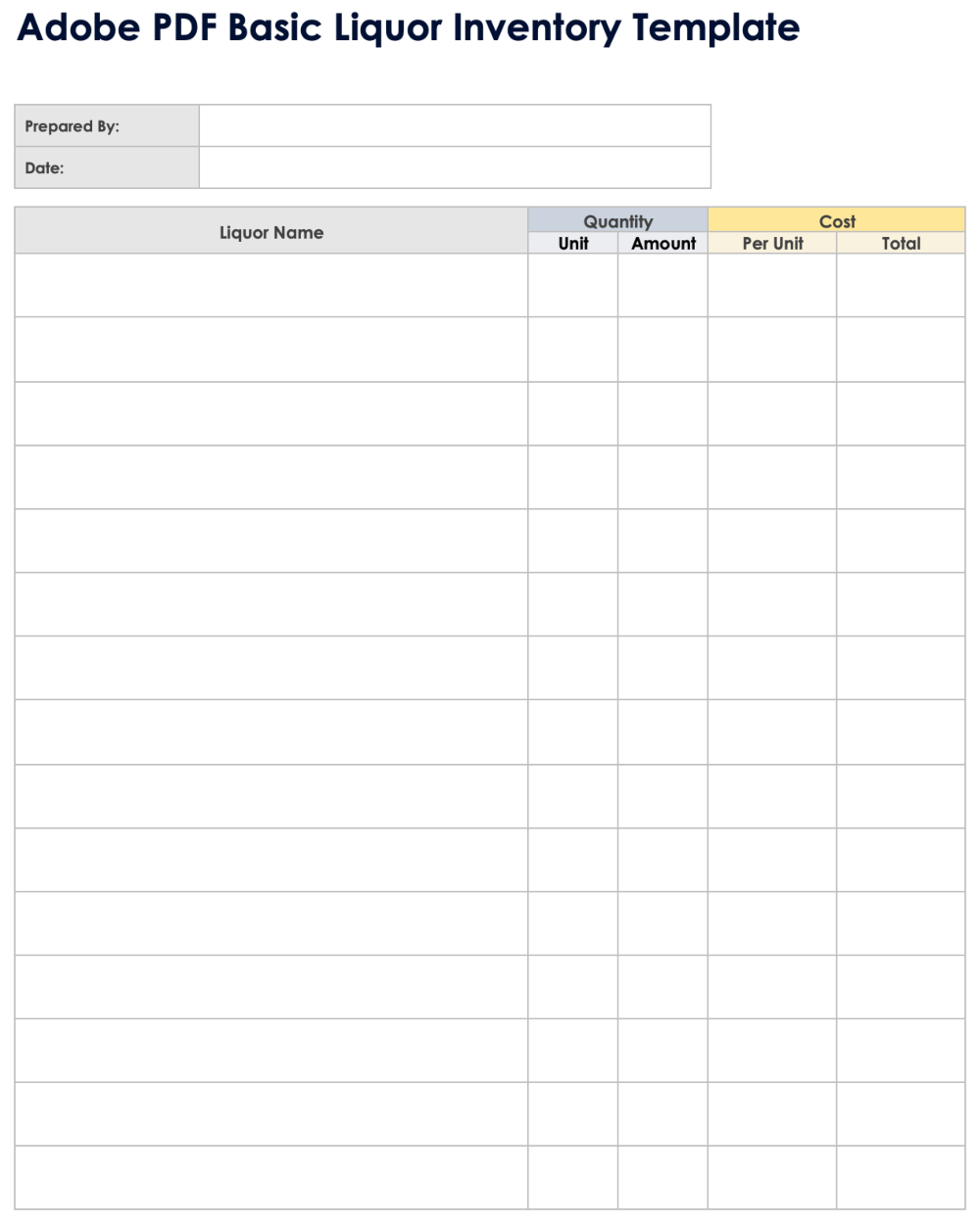 Free PDF Inventory Sheets U0026 Templates Editable U0026 Printable