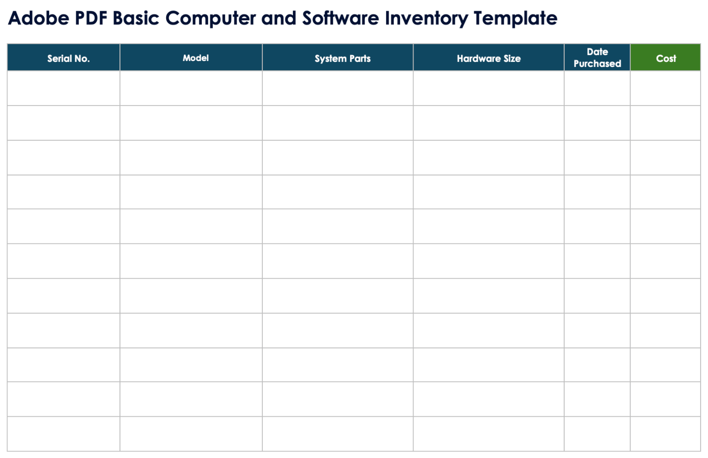 Free PDF Inventory Sheets U0026 Templates Editable U0026 Printable