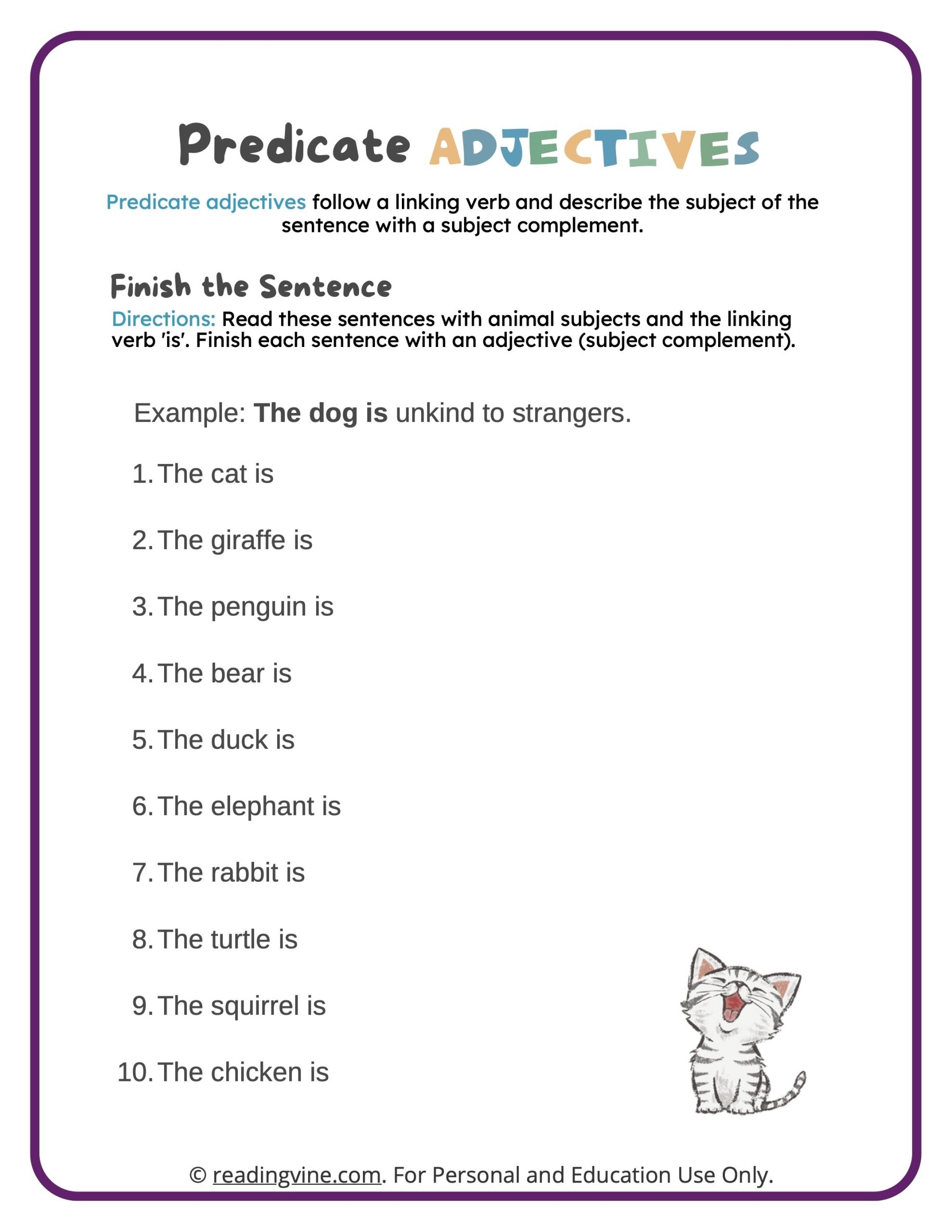 Free Predicate Nouns And Adjectives Worksheet Download Free Predicate Nouns And Adjectives Worksheet Png Images Free Worksheets On Clipart Library