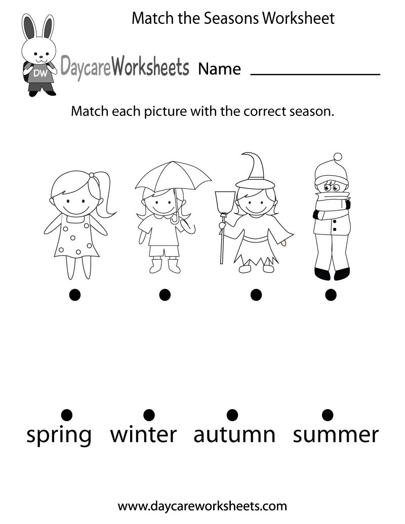 Free Preschool Match The Seasons Worksheet Worksheets Library