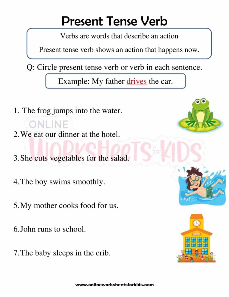 Free Present Tense Verb Worksheet 1st Grade Worksheets Library