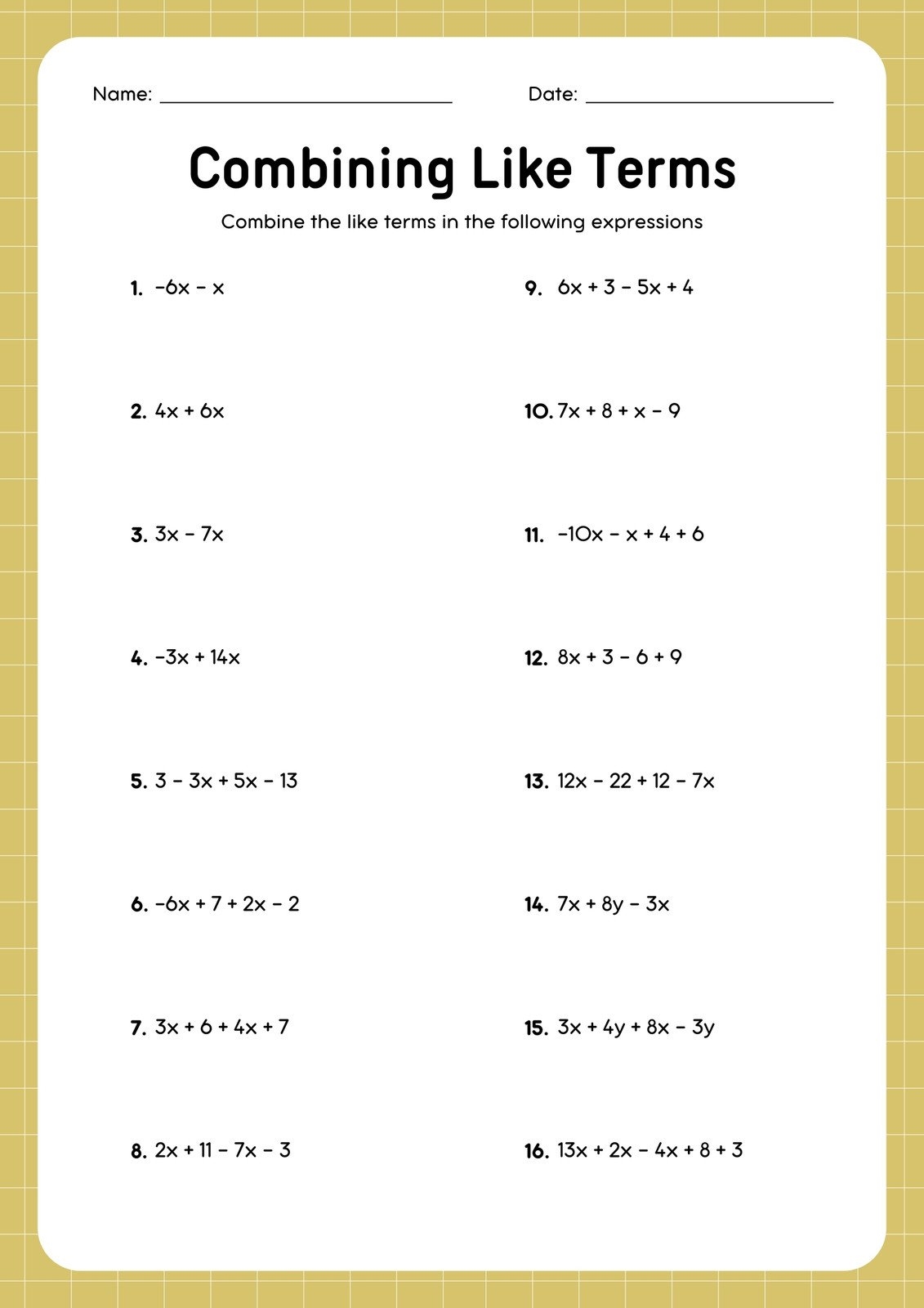 Free Printable 8th Grade Math Worksheet Templates Canva