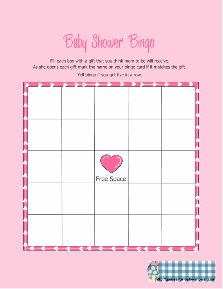 Free Printable Baby Shower Gift Bingo Game