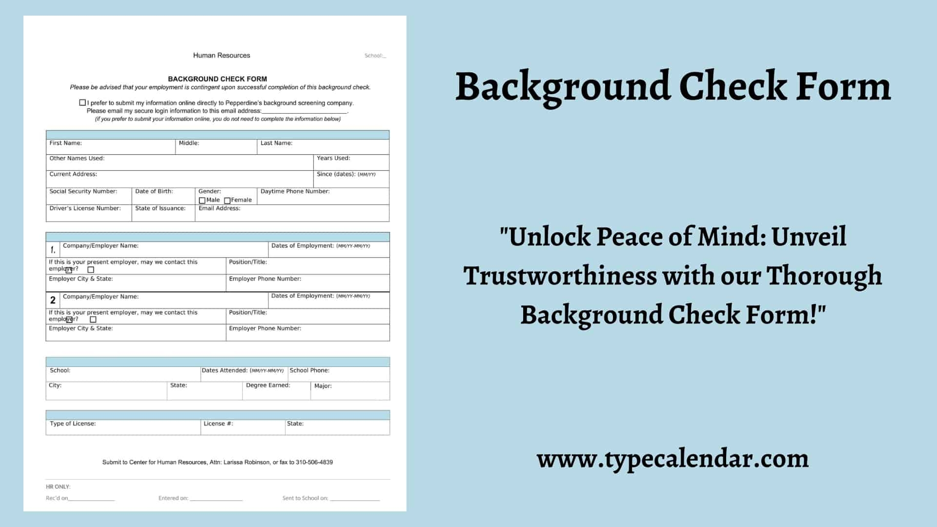 Free Printable Background Check Form Templates Word PDF Employment
