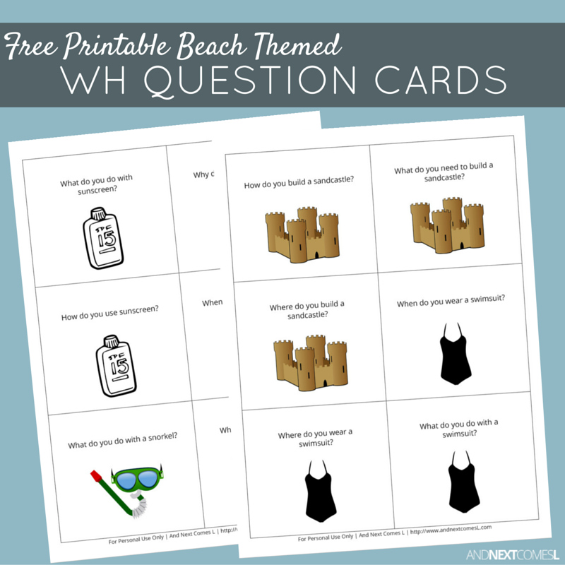 Free Printable Beach Themed WH Question Cards And Next Comes L 