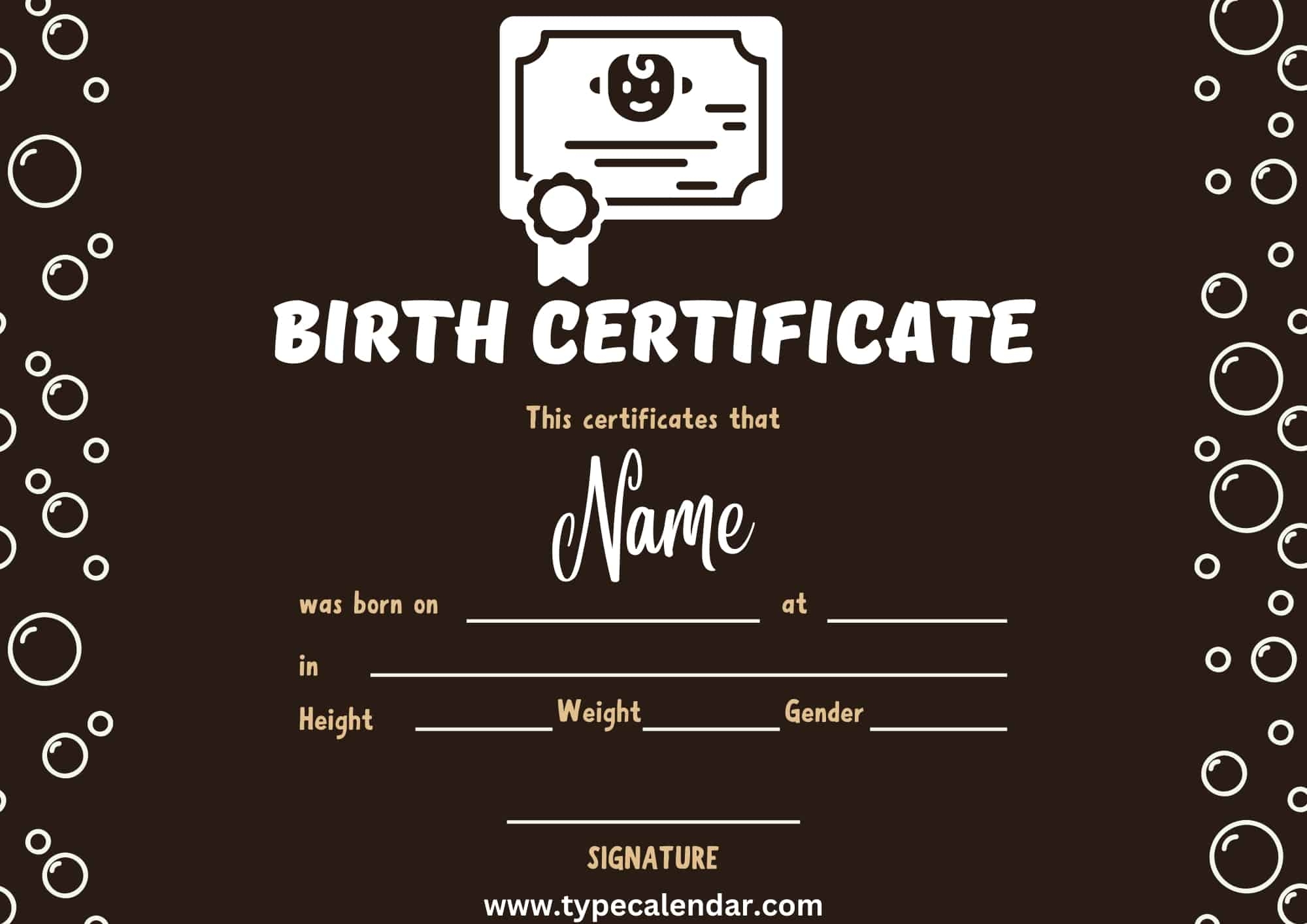 Free Printable Birth Certificate Templates PDF Blank Fillable