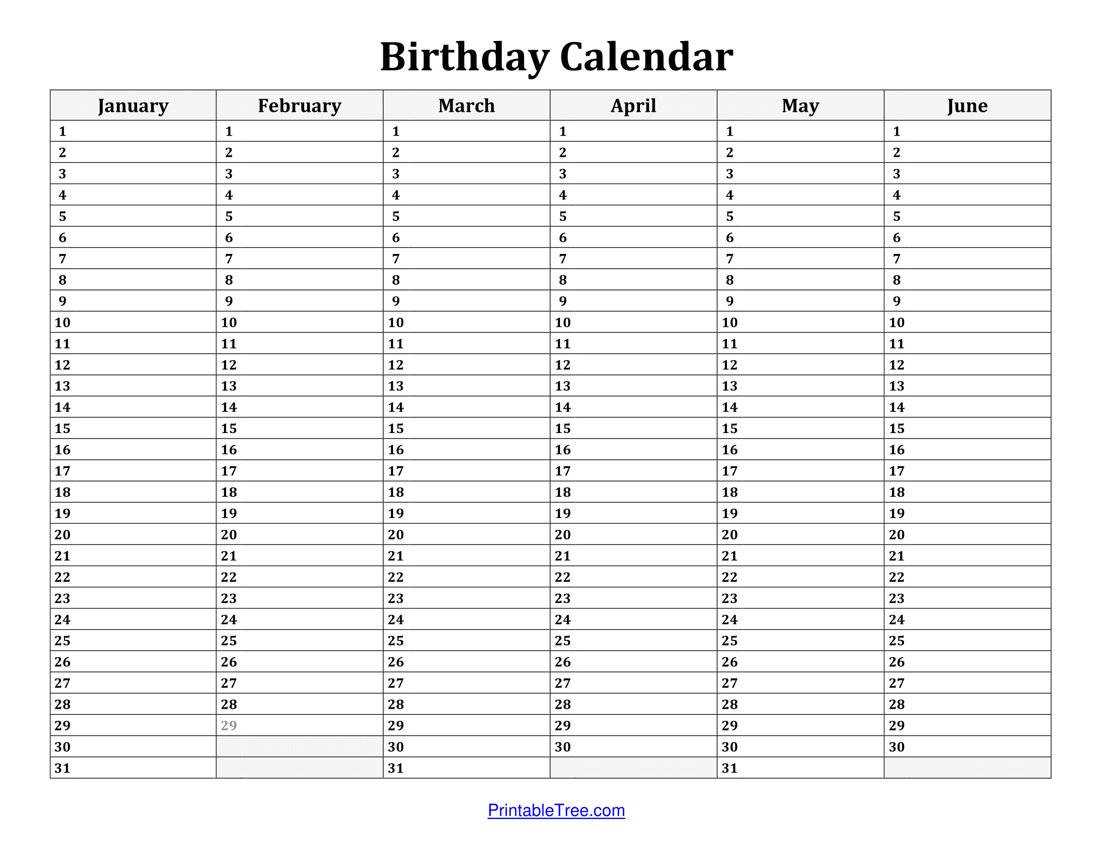 Free Printable Blank Birthday Page