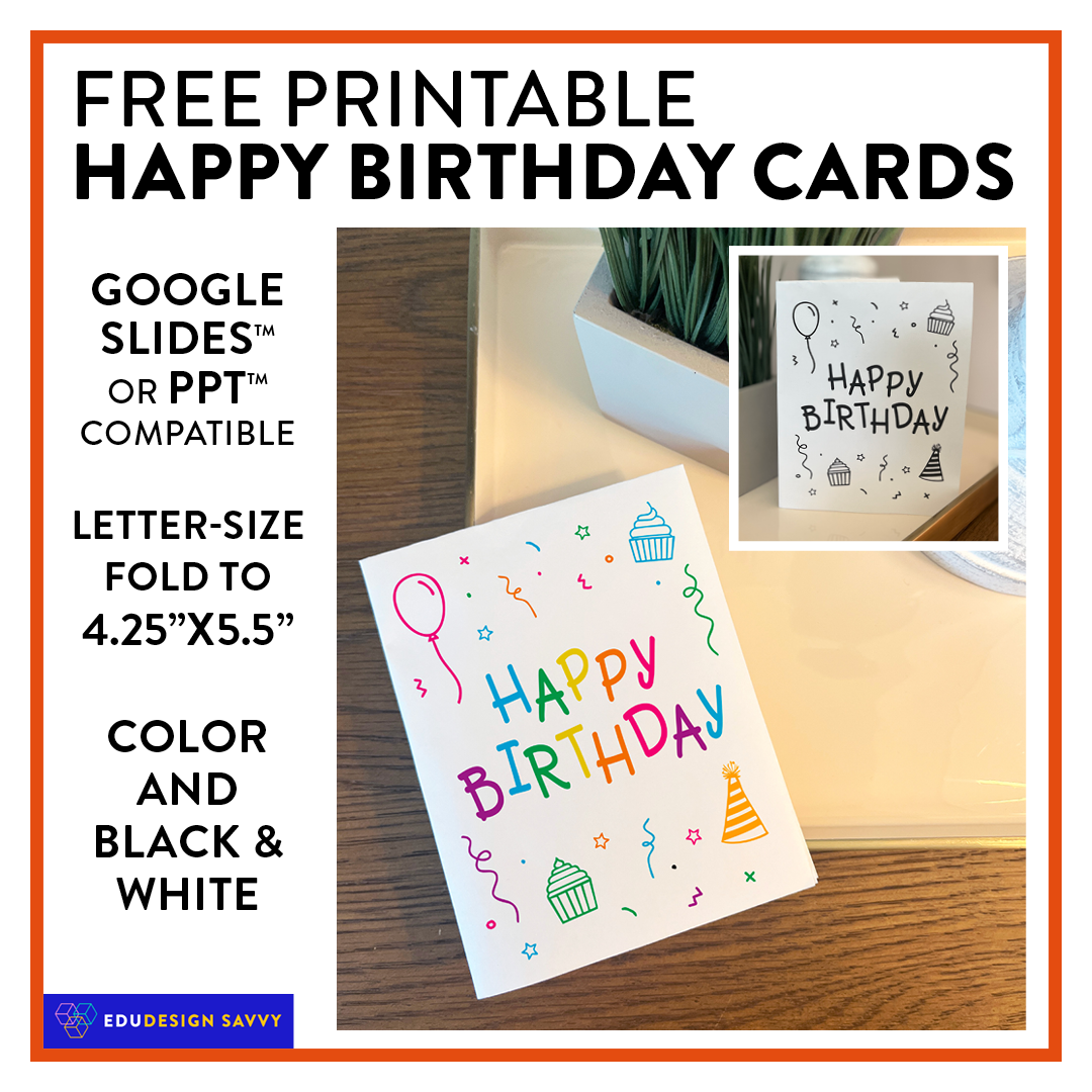 Free Printable Birthday Card Template Instant Download Color 
