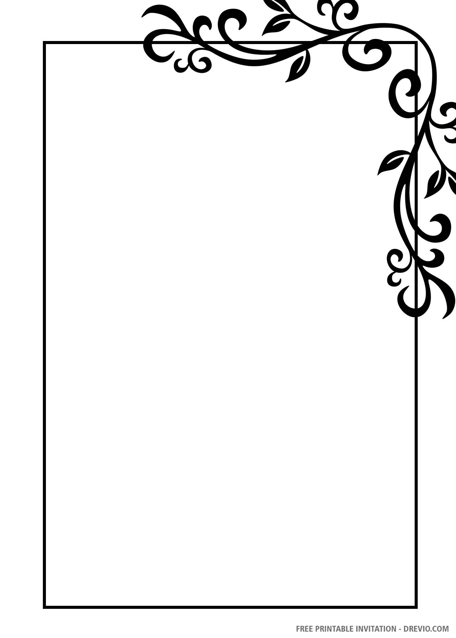 FREE PRINTABLE Black And White Floral Wedding Invitation Templates