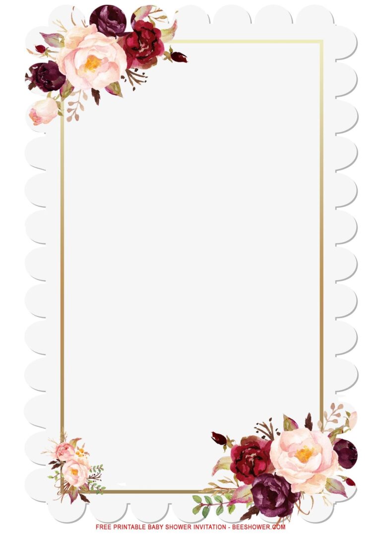 FREE Printable Blush Pink Gold Frame Invitation Templates Worksheets Library