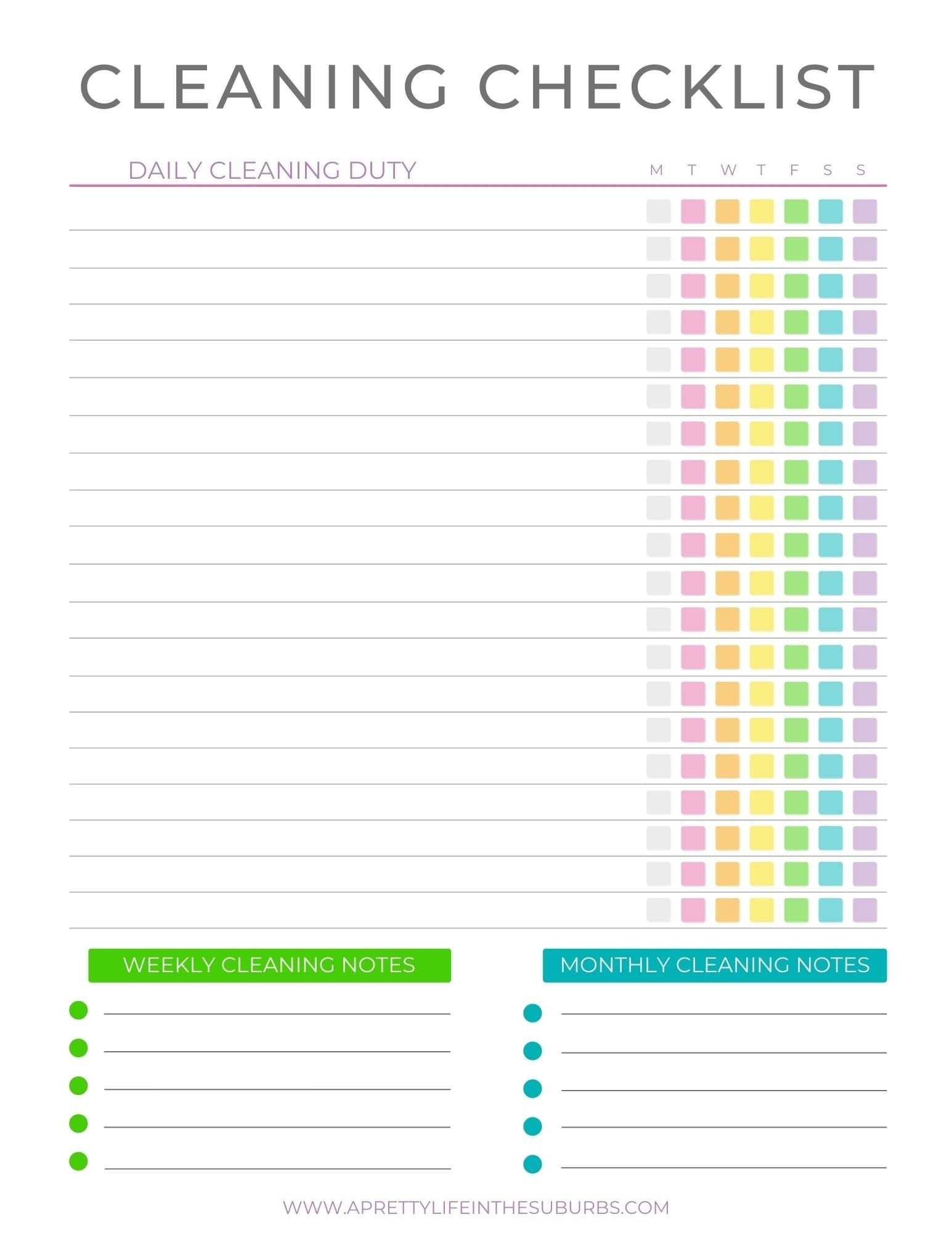 Free Printable Cleaning Planner A Pretty Life In The Suburbs Worksheets Library
