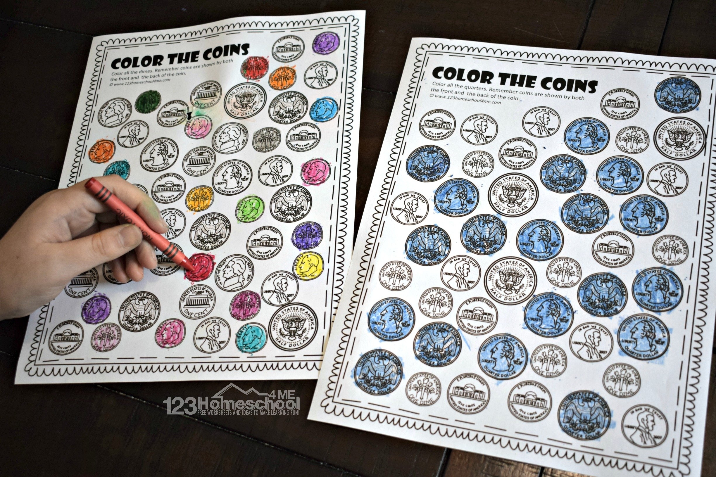 Free Printable Worksheets For Money Coins