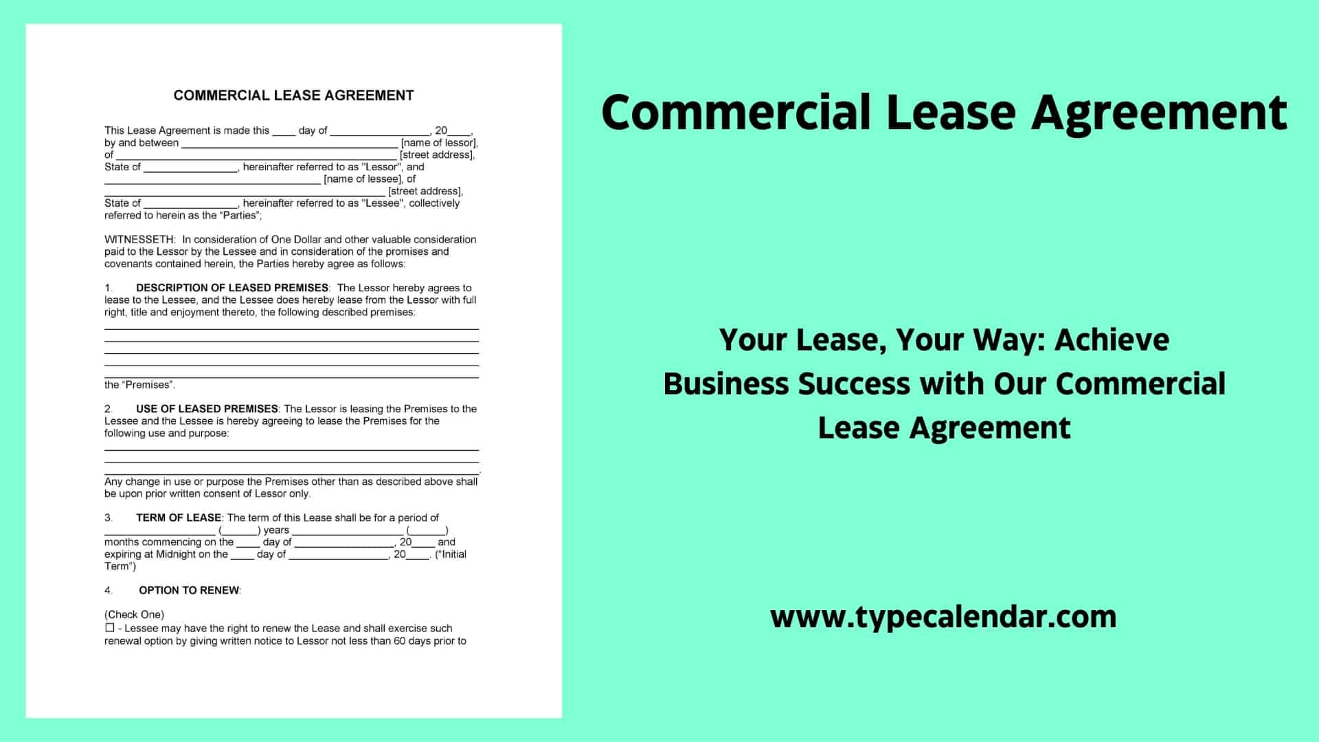 Free Printable Commercial Lease Agreement Templates Word PDF 