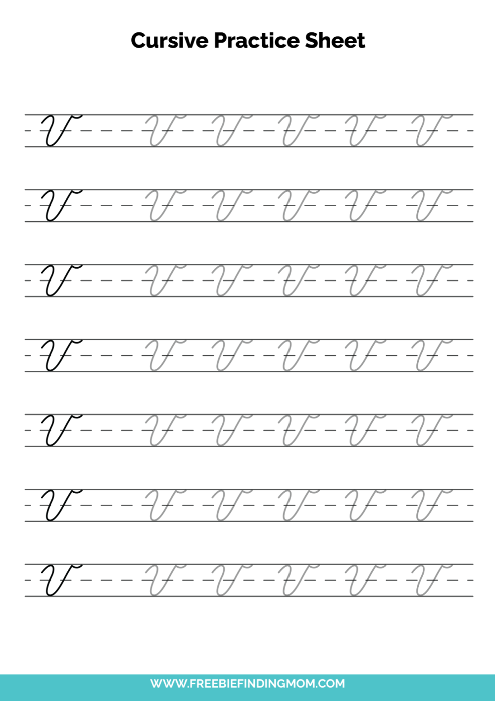 Free Printable Cursive Alphabet Practice Sheets Capital V