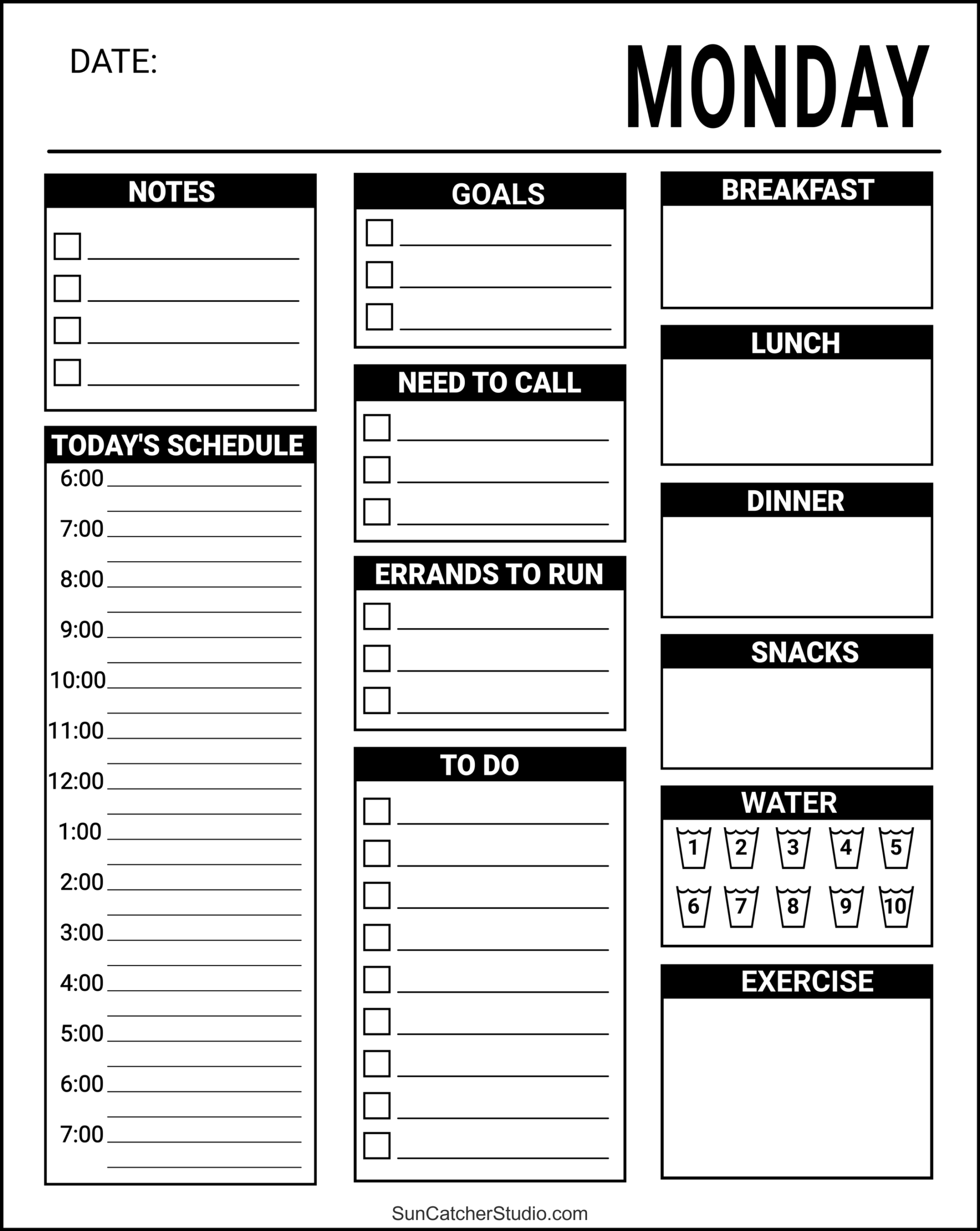 Free Printable Daily Planner Templates PDF Format DIY Projects Worksheets Library