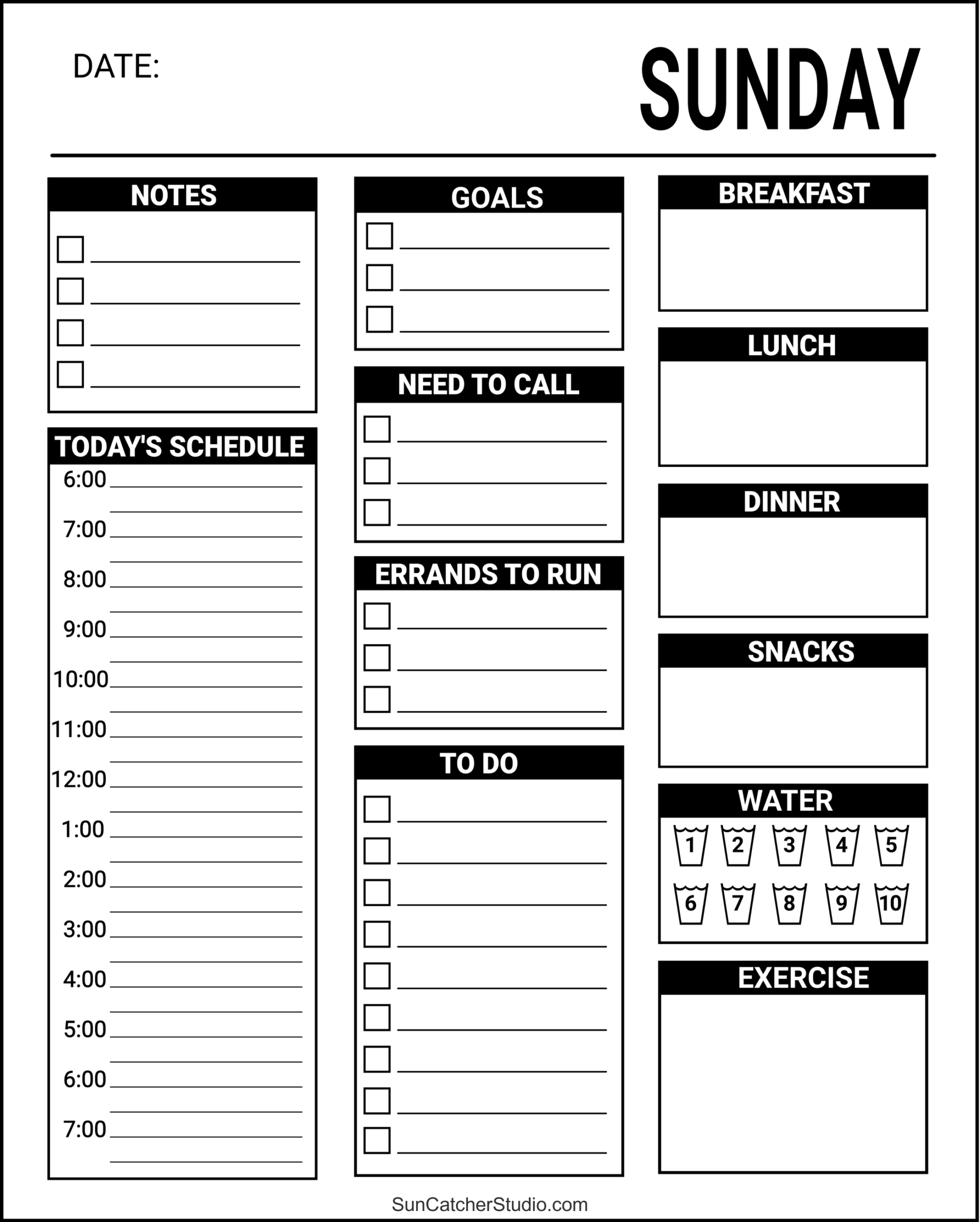 Free Printable Blank Daily Planner Template