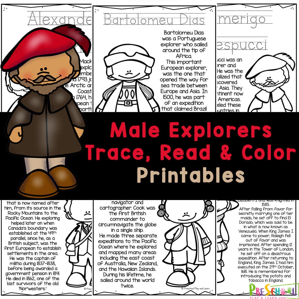 FREE Printable Early Explorer History Coloring Pages Activity Worksheets Library