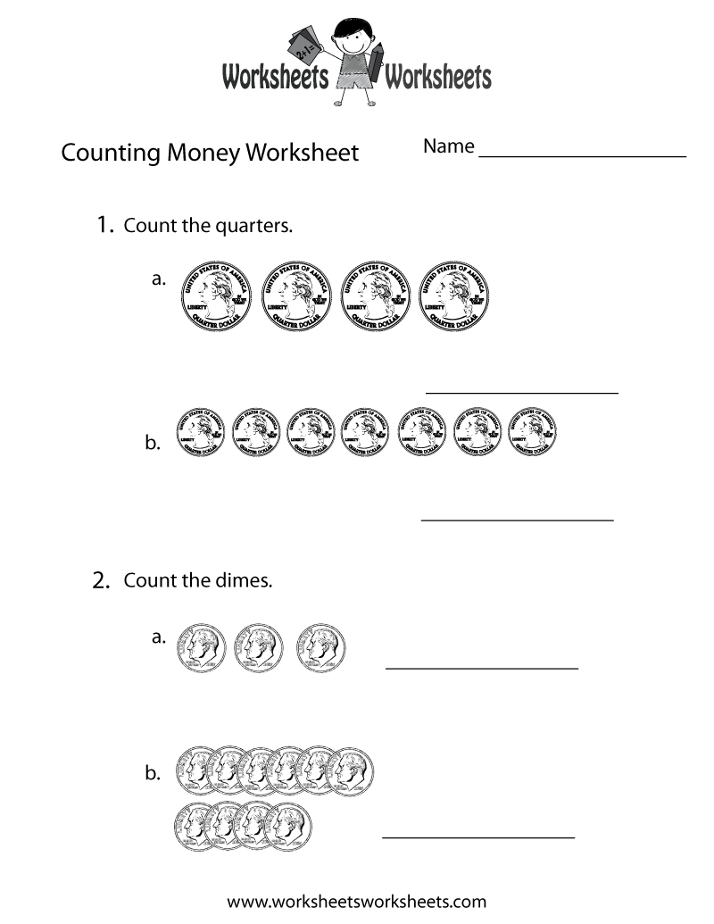 Free Printable Worksheet About Counting Money