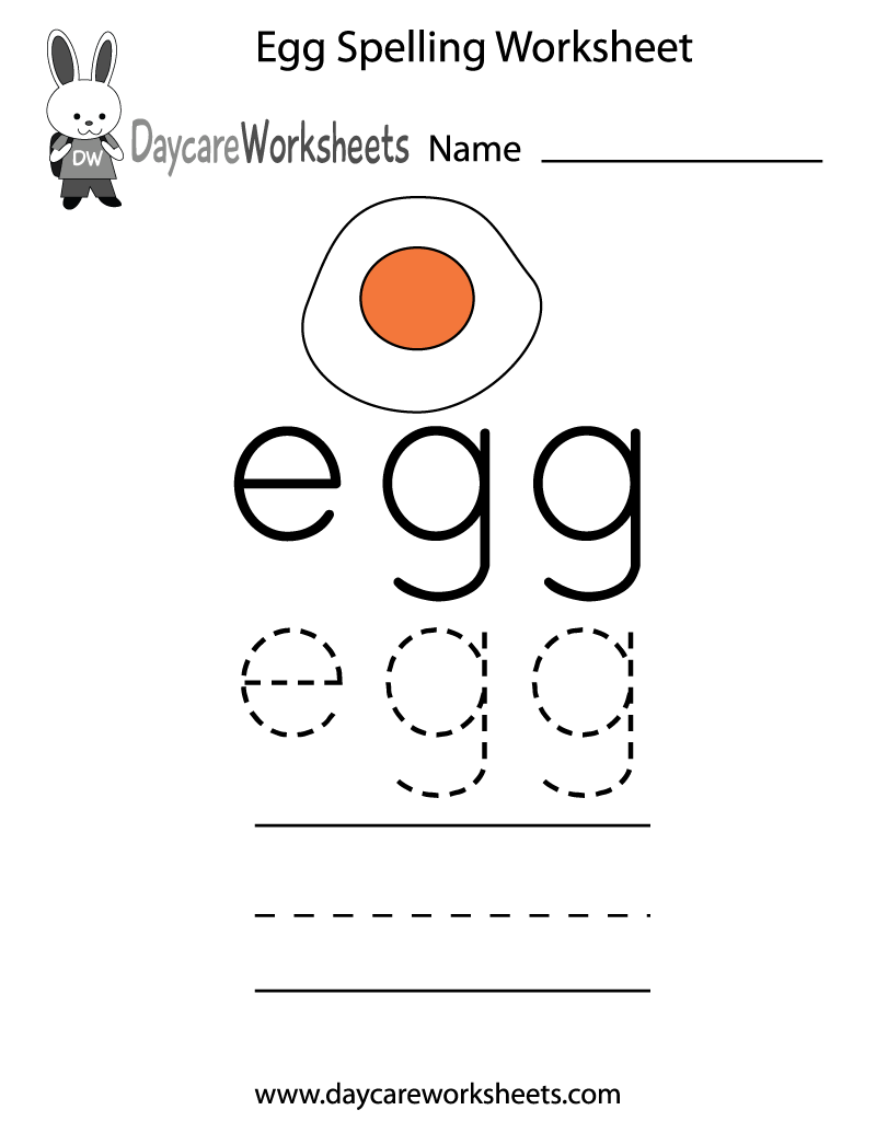Free Printable Egg Spelling Worksheet For Preschool
