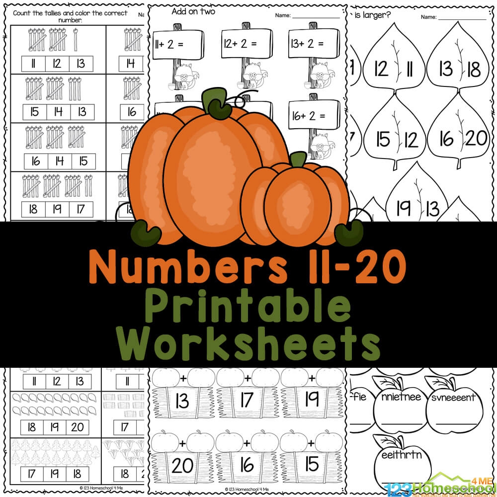 FREE Printable Fall Math Numbers 11 To 20 Worksheets FREE Printable Fall Math Numbers 11 To 20 Worksheets