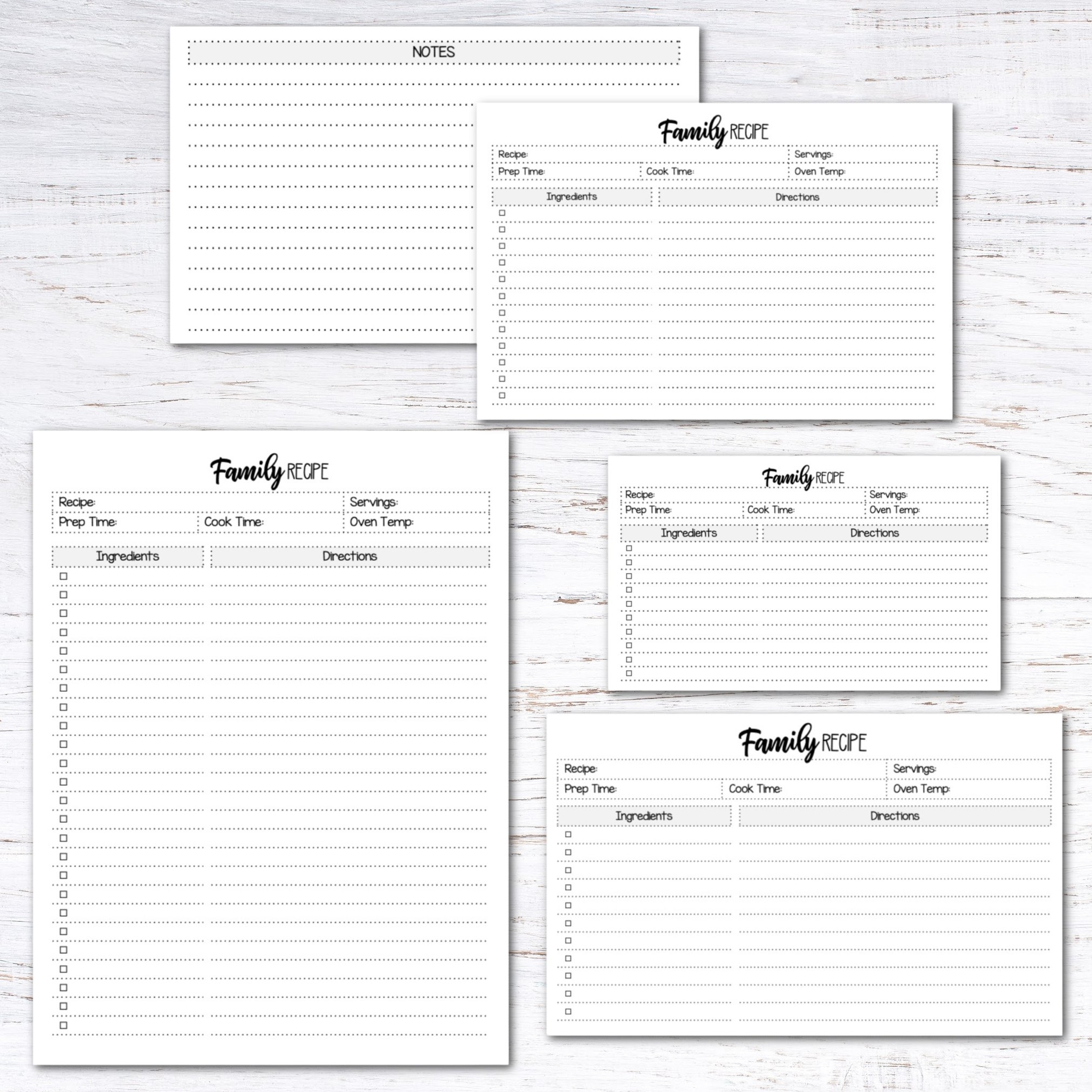 Free Printable Family Recipe Card Editable PDF Krafty Planner