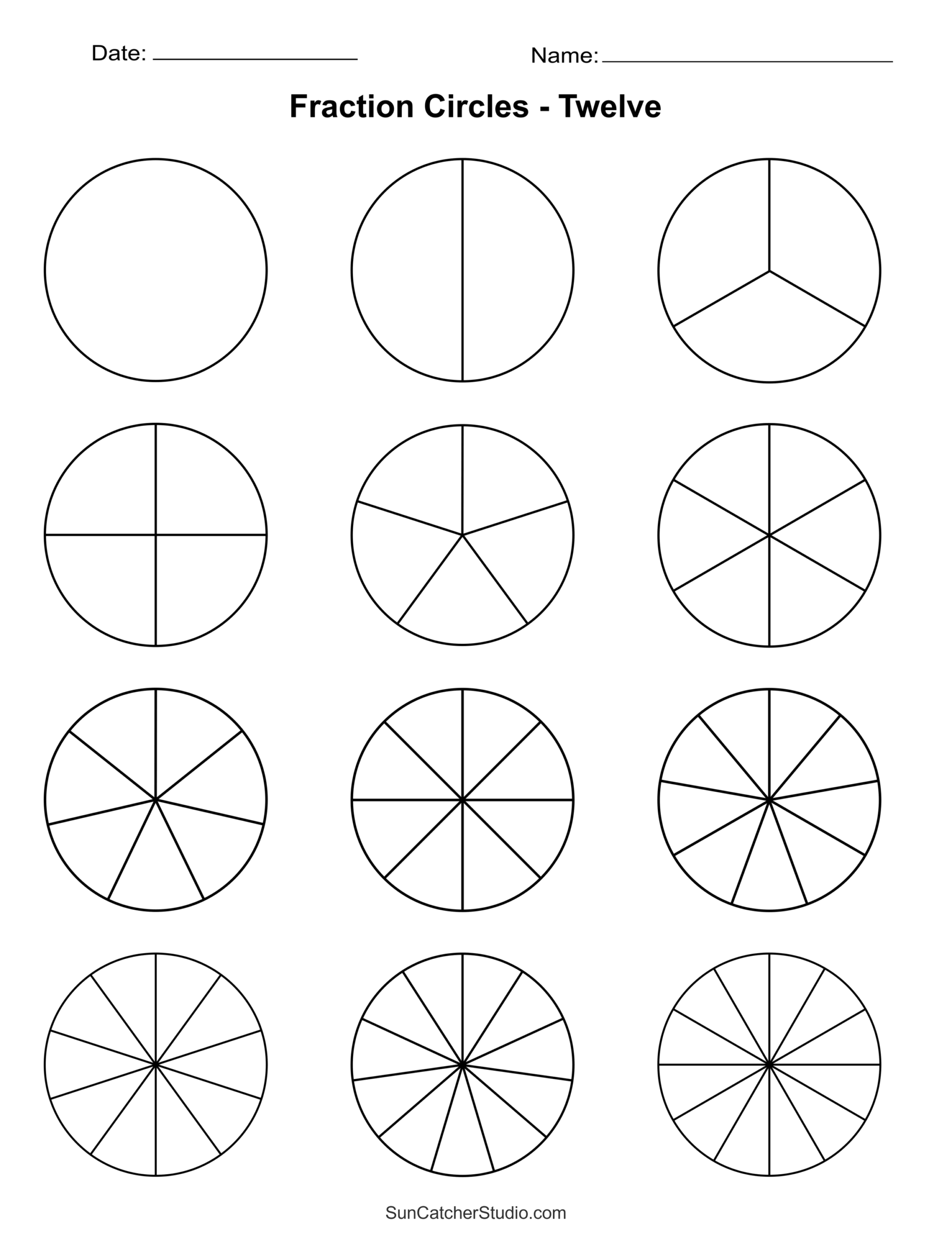 Free Printable Fraction Circles Templates And Worksheets Free Printables Monograms Design Tools Patterns U0026 DIY Projects