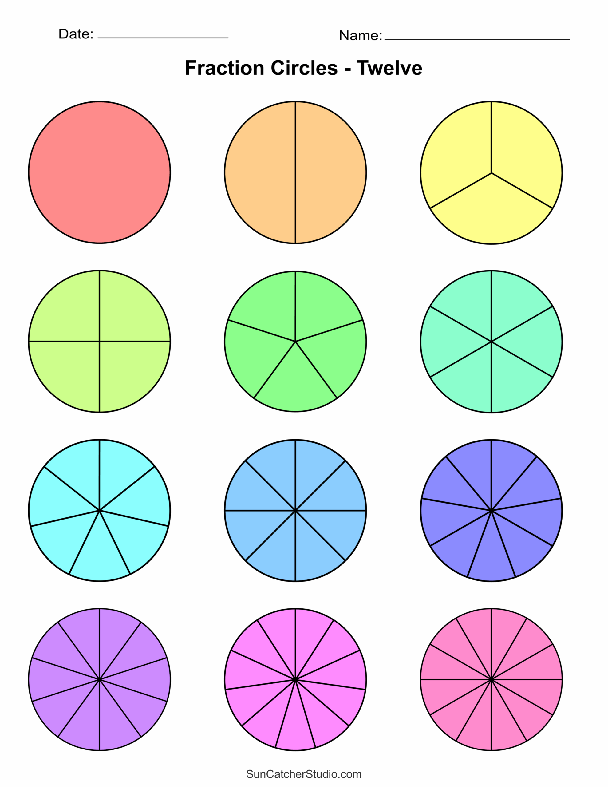 Free Printable Fraction Circles Templates And Worksheets Free Printables Monograms Design Tools Patterns U0026 DIY Projects